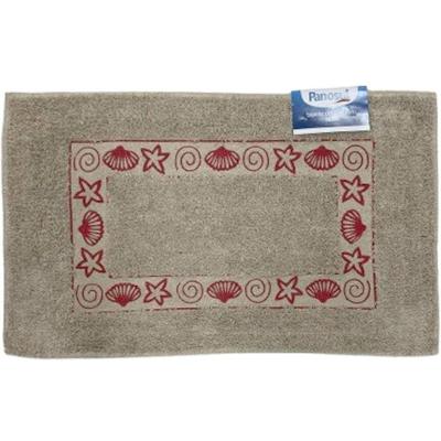 Tapete De Banheiro Slim Algodão 40x60cm Conchas Vermelhas