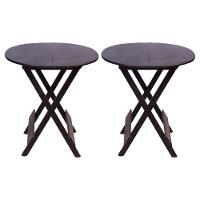 Kit 2 Mesas Redondas Dobráveis Em Madeira Maciça 70X70 Marrom Ideal Para Bares E Restaurantes - 1