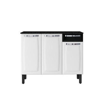 Balcão Itatiaia 3 Portas 1 Gaveta Branco-preto Rose