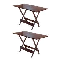 Kit 2 Mesas Dobravel De Madeira 120 X 70 - Imbuia - Marrom - 1