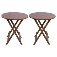 Kit 2 Mesas Redondas Dobráveis Em Madeira Maciça 70X70 Imbuia Ideal Para Bares E Restaurantes - 1