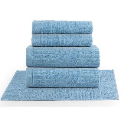 Jogo De Banho Dunna Fio Penteado Relevo Dunas 05 Peças 100% Algodão - Oceano