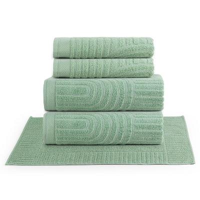 Jogo De Banho Dunna Fio Penteado Relevo Dunas 05 Peças 100% Algodão - Pistache