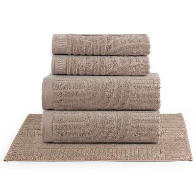 Jogo De Banho Dunna Fio Penteado Relevo Dunas 05 Peças 100% Algodão - Amêndoa