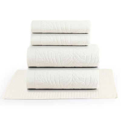 Jogo De Banho Native Fio Penteado Jacquard Folhas 05 Peças 100% Algodão - Off White