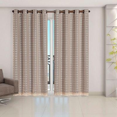 Cortina Blackout Cinza Com Voil Xadrez 2,80 M X 2,30 M 100% Poliéster - Avelã