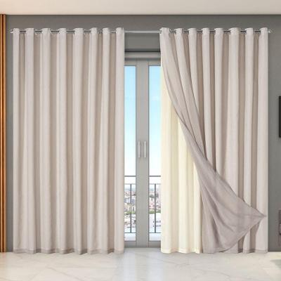 Cortina Dual Forro Com Voil Gaze Belga 5,60 M X 2,70 M 100% Poliéster - Bege
