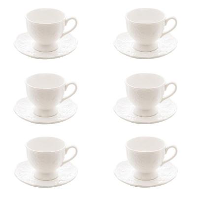 Conjunto 06 Xícaras De Cafezinho De Porcelana New Bone Butterfly Flower 100 Ml Lyor