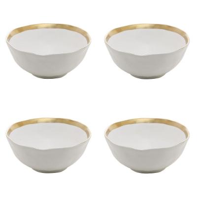 Kit 04 Bowls De Porcelana Dubai Branco E Dourado Wolff