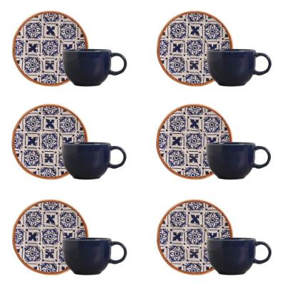 Conjunto de Xícara de Chá com Pires Coup New Asteca Cerâmica Stoneware Porto Brasil