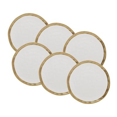 Conjunto De Pratos De Sobremesa 06 Peças Dubai Branco E Dourado 22cm Wolff