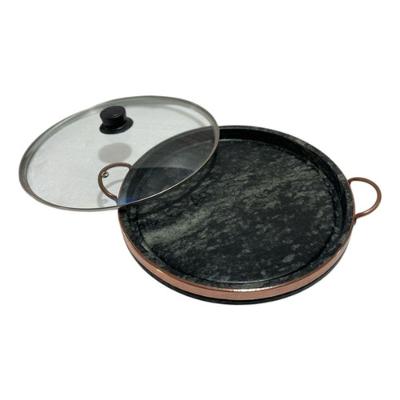 Grelha Alta Em Pedra Sabão Com Tampa De Vidro 26 Cm