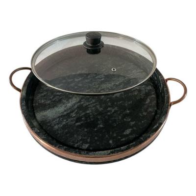 Grelha Alta Em Pedra Sabão Com Tampa De Vidro 32 Cm