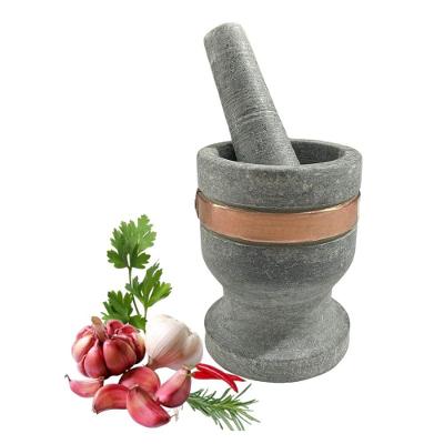 Pilão De Pedra Sabão P Natural Acabamento Cobre