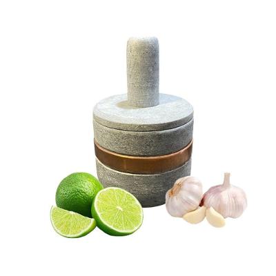 Pilão De Pedra Sabão Redondo Com Socador E Tampa Acabamento Cobre