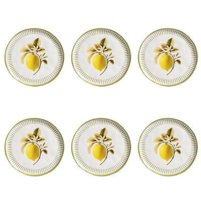 Conjunto de Pratos de Sobremesa Bio Lemon 6 Peças Cerâmica Estampado Porto Brasil