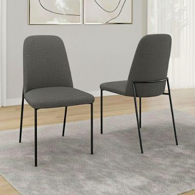 Kit 02 Cadeiras Sala De Jantar Lior Com Encosto Estofado Base Preta Linho Grafite - Desk Design