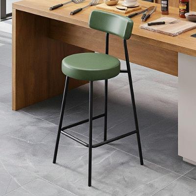 Banqueta Alta Cozinha Kobe Estofada Com Encosto Couríssimo Verde - Desk Design
