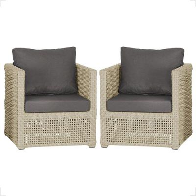 2 Poltronas Madri Alumínio Corda Náutica Estofado 11 Trama Rami