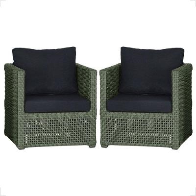 2 Poltronas Madri Alumínio Corda Náutica Estofado 12 Trama Verde