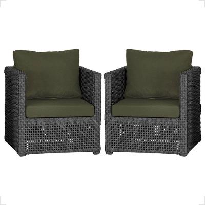 2 Poltronas Madri Alumínio Corda Náutica Estofado 13 Trama Preto