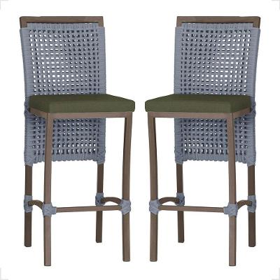 2 Banqueta Em Alumínio Roma Marrom Corda Náutica Tecido 13 Prata