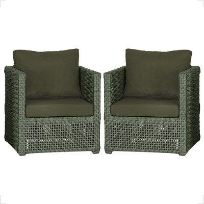 2 Poltronas Madri Alumínio Corda Náutica Estofado 13 Trama Verde