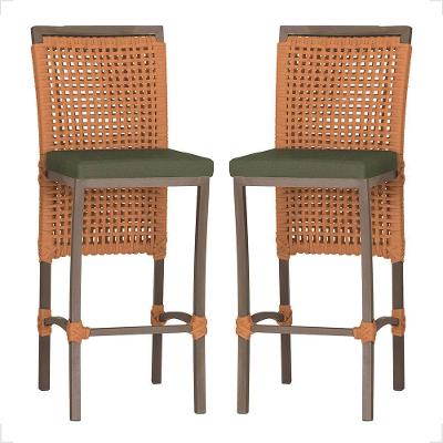 2 Banqueta Em Alumínio Roma Marrom Corda Náutica Tecido 13 Terra Cota