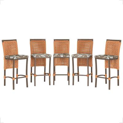 5 Banqueta Em Alumínio Roma Marrom Corda Náutica Tecido 6 Terra Cota