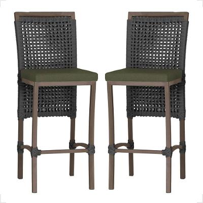 2 Banqueta Em Alumínio Roma Marrom Corda Náutica Tecido 13 Preto