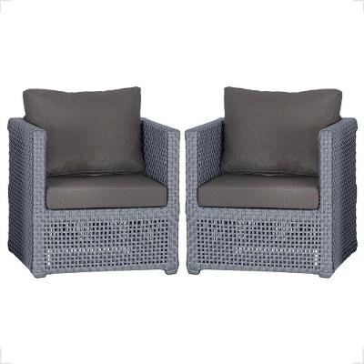 2 Poltronas Madri Alumínio Corda Náutica Estofado 11 Trama Prata