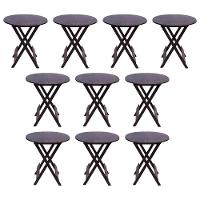 Kit 10 Mesas Redondas Dobráveis Em Madeira Maciça 70X70 Marrom Ideal Para Bares E Restaurantes - 1