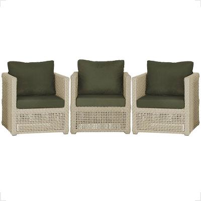 3 Poltronas Madri Alumínio Corda Náutica Estofado 13 Trama Rami