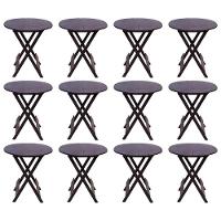 Kit 12 Mesas Redondas Dobráveis Em Madeira Maciça 70X70 Marrom Ideal Para Bares E Restaurantes - 1