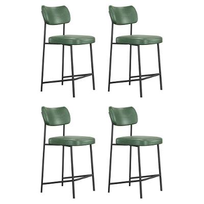 Kit 04 Banquetas Médias Para Cozinha Lila Estofada Com Encosto Couríssimo Verde - Desk Design