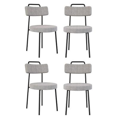 Kit 04 Cadeiras Sala De Jantar Kobe Estofada Com Encosto Linho Cinza - Desk Design