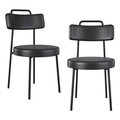 Kit 02 Cadeiras Sala De Jantar Kobe Estofada Com Encosto Couríssimo Preto - Desk Design