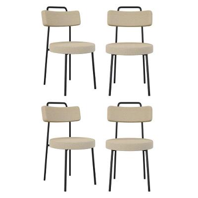 Kit 04 Cadeiras Sala De Jantar Kobe Estofada Com Encosto Linho Bege - Desk Design