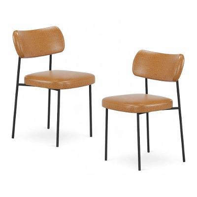 Kit 02 Cadeiras Sala De Jantar Lila Estofada Com Encosto Couríssimo Whisky - Desk Design