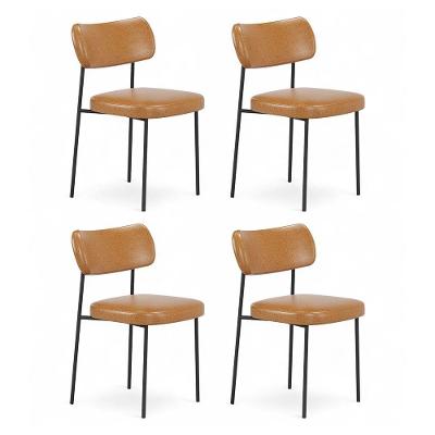 Kit 04 Cadeiras Sala De Jantar Lila Estofada Com Encosto Couríssimo Whisky - Desk Design
