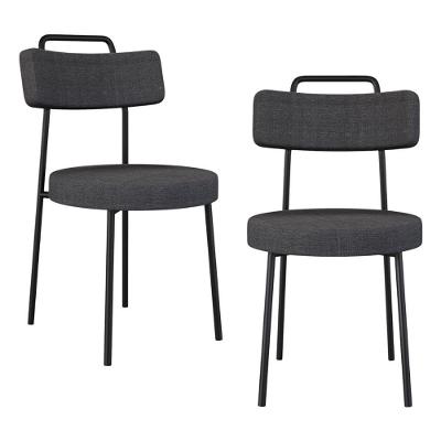 Kit 02 Cadeiras Sala De Jantar Kobe Estofada Com Encosto Linho Grafite - Desk Design