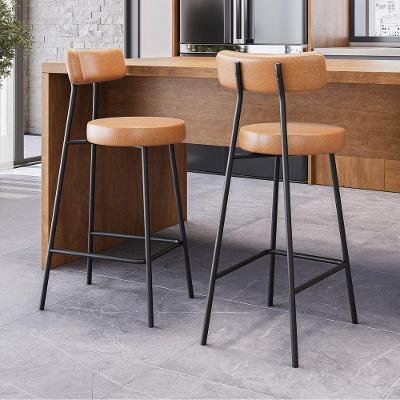 Kit 02 Banquetas Alta Cozinha Kobe Estofada Com Encosto Couríssimo Whisky - Desk Design