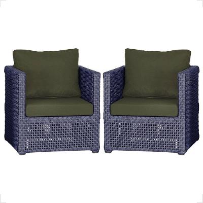 2 Poltronas Madri Alumínio Corda Náutica Estofado 13 Trama Azul