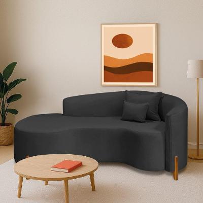 Divã Recamier Curvo Sala De Estar Recepção Inglaterra 200cm Pés Madeira Lado Esquerdo Linho Cor