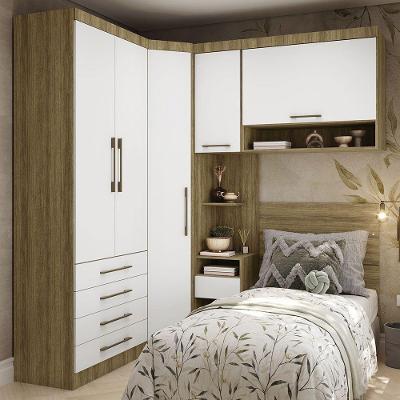 Quarto Solt 5 Módulos E Cabeceira Paris Luciane Móveis Avelã Pf-branco Pf