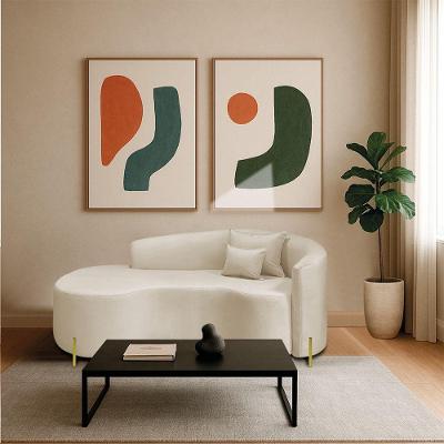 Divã Recamier Curvo Sala De Estar Recepção Inglaterra 180cm Pés Metal Dourado Lado Esquerdo Linho Bege