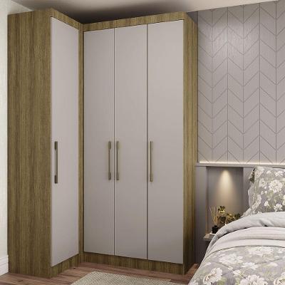 Guarda Roupa De Canto 2 Peças 4 Portas Paris Luciane Móveis Avelã Pf-cinammon Pf