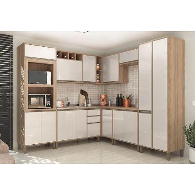 Cozinha Completa 8 Peças Com Armário E Balcão Mel Vanilla-pérola Off