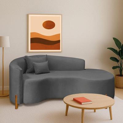 Divã Recamier Curvo Sala De Estar Recepção Inglaterra 180cm Pés Madeira Lado Direito Linho Cor