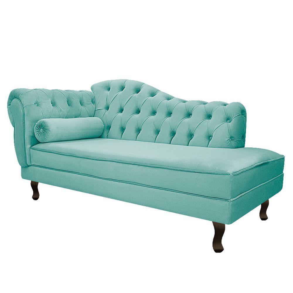 Kit Diva Recamier Diana 130cm Lado Direito e 02 Poltronas Julia Suede Azul Tiffany - 5